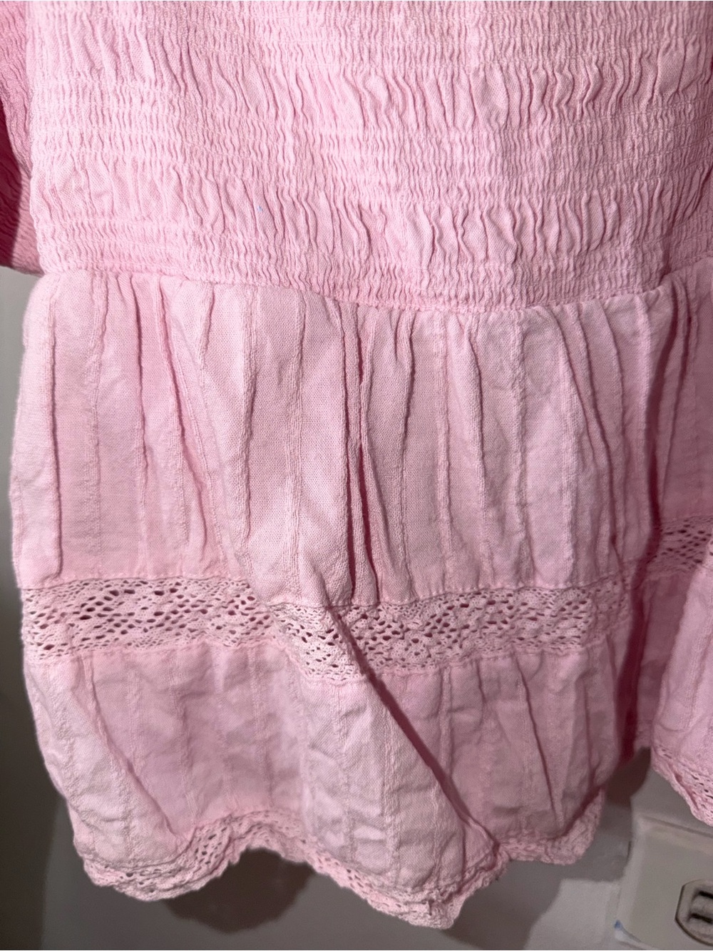 Celebrity Pink Light Pink Tiered Lace-Trim shirt